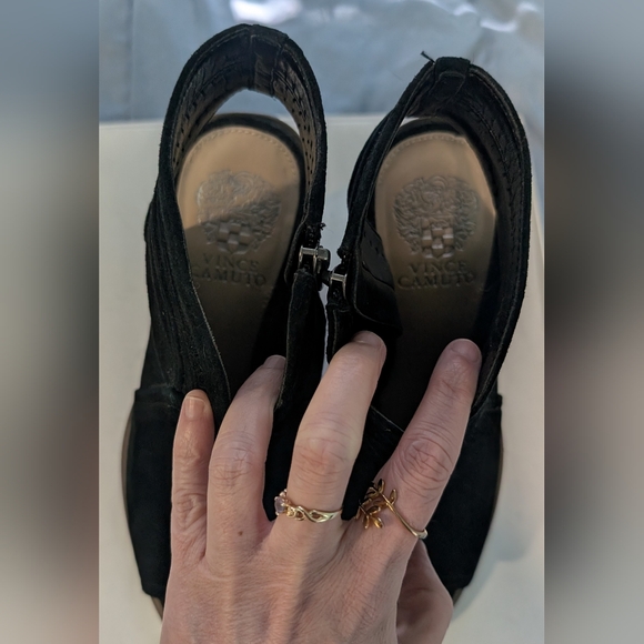 Vince Camuto Black Suede Open-Toe Heels - Picture 5 of 7